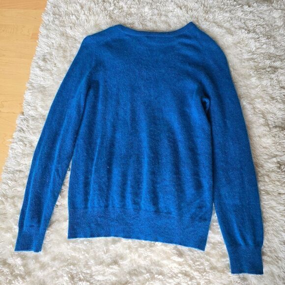 ONLY MINE 2-Ply Cashmere Women’s Large Sweater Pullover Cashmere V-Neck Blue - Picture 6 of 9